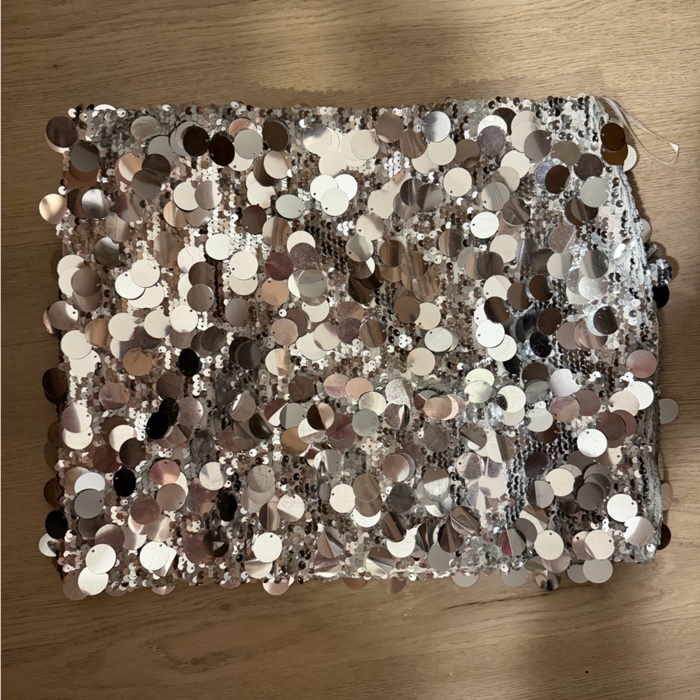 Edikted Silver Sequin Mini Skirt